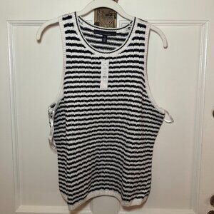 White House Black Market Striped Sweater Tank, Brand New! Black/Ecru Stripe, XL